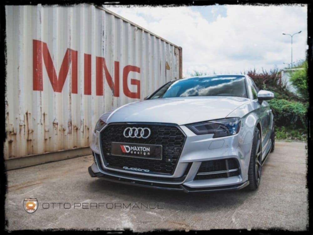 MAXTON LIP DELANTERO V.3 NEGRO BRILLANTE PARA AUDI A3/S3 8V 2017+2020 - Imagen 3